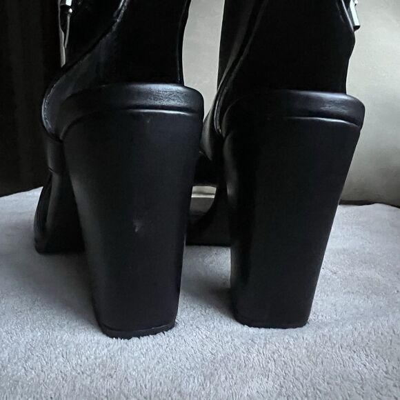 NEW Seychelles Battery Black Leather Open Toe Block Heel Bootie Sandals Women 6 - Picture 8 of 13